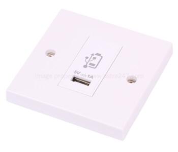 White Polar USB Charger Socket Outlet - White Plastic