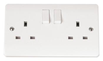 Mode 13A Double Switched Socket - 2 Gang DP - White 