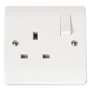 Mode 13A Single Switched Socket - 1 Gang DP - White 