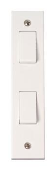 Polar 2 Gang 10AX 2 Way Architrave Switch - Double - Bright White