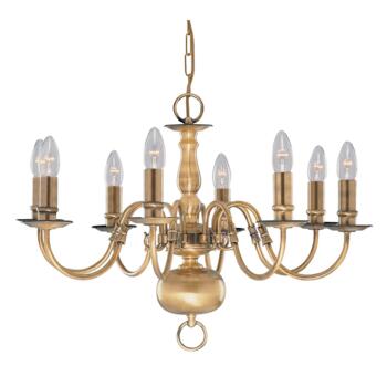 Flemish Ceiling Light - 8 Light 1019-8AB - Antique Solid Brass