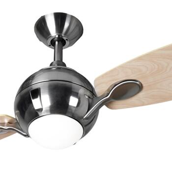 Fantasia Brushed Nickel Propeller Ceiling Fan with Light - with 44" Matt Maple Blades