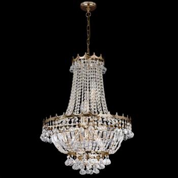 Gold Finish 9 Light Crystal Chandelier - Gold-Plated Finish