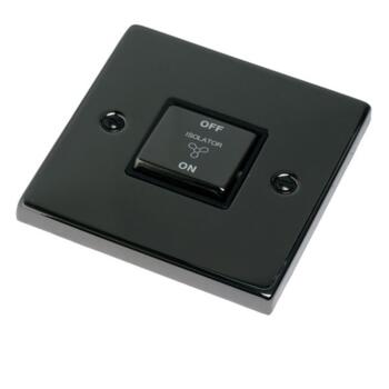 Black Nickel Fan Isolator Switch - 10A Ingot - With Black Interior