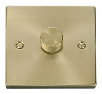Satin Brass Dimmer Switch  - 1 Gang 400w 1 or 2 way