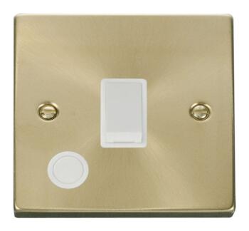 Satin Brass 20A DP Switch - Flex Out - With White Interior
