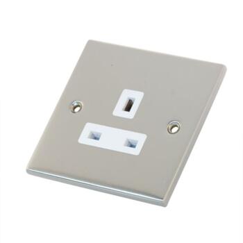 Slimline 13A Single Unswitched Socket-Satin Chrome - With White Interior