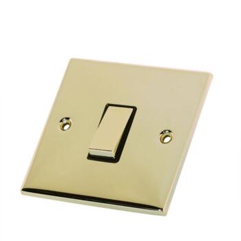Slimline 1 Gang 2 Way Light Switch- Polished Brass - With Black Interior