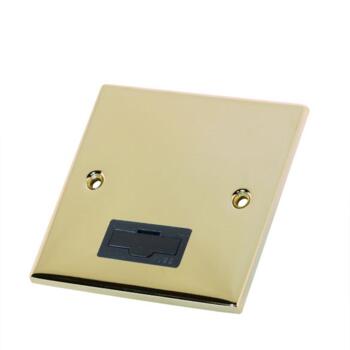 Slimline 13A Unswitched Fused Spur Polished Brass - With Black Interior