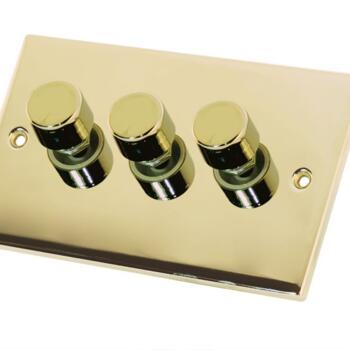 Slimline 2 Way Triple Dimmer Switch-Polished Brass - 400W