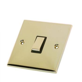 Slimline 20A DP Switch - Polished Brass - With Black Interior
