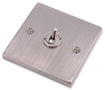 Stainless Steel Toggle Light Switch - Single 1 Gang 2 Way