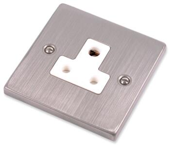 Stainless Steel Single Round Pin Socket -White Insert - 5A