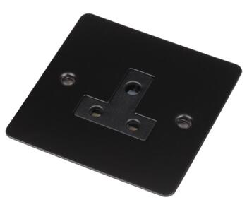 Flat Plate Matt Black 5A Single Socket - 1 Gang - With Black Interior