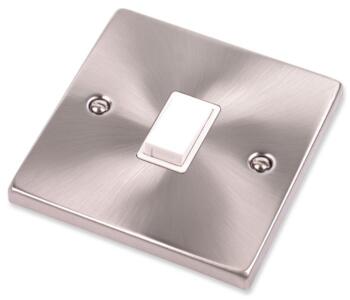 Satin Chrome 20A DP Switch Without Flex Out - With White Interior