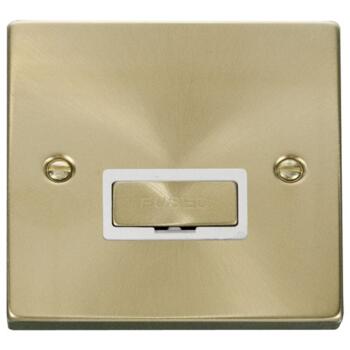 Satin Brass Switched Fused Spur 13A Ingot - White Interior Unswitched