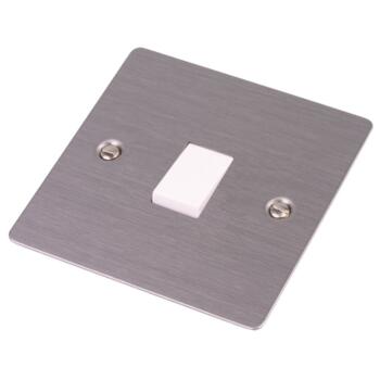 Flat Plate Stainless Steel Single Light Switch - With White Interior