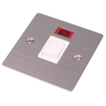 Flat Plate Stainless Steel 20A DP Switch - With White Interior