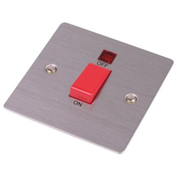Flat Plate Stainless Steel 45A DP Shower/Cooker Switch - With White Interior