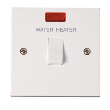 Polar 20A DP Switch - Water Heater/Neon - Bright White 
