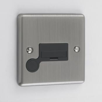 Windsor Brushed Chrome 13A Unswitched Fused Spur - With Black Interior