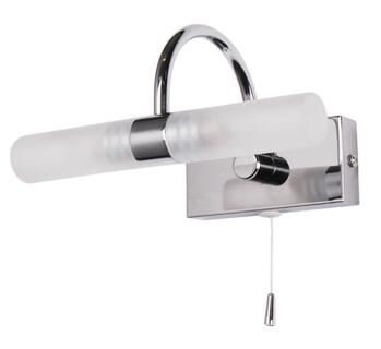 Chrome Bathroom 2 Light G9 Wall Fitting with Pullswitch IP44 - Frosted Glass/Chrome