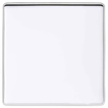 Screwless Polished Chrome Blanking Plate - Single With White Insert