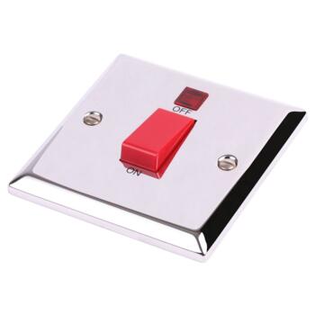Chrome 45A DP Cooker / Shower Switch - With Black Interior