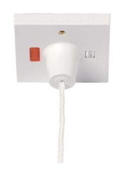 45A DP Pull Switch Shower Cord - White
