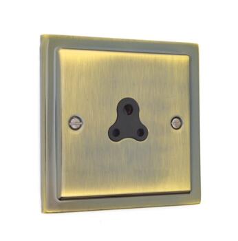 Stepped Antique Brass Round Pin Socket - 2A Unswitched