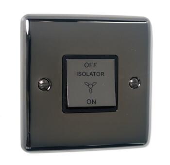 Slim Black Nickel Fan Isolator Switch - With Black Interior