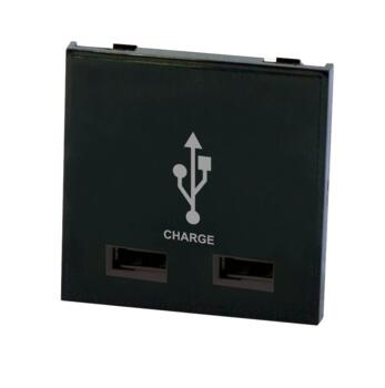 USB Double Charger Eurodata Module   - Black