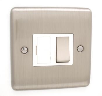 Slim Brushed Chrome 13A Fused Spur - 13A Switched Fused Spur