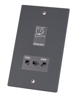 Slimline Matt Grey Shaver Socket - Dual Voltage -220/240V 50Hz input -230/115V output