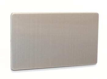 Signature Screwless Brushed Chrome Blank Plate - 2 Gang 