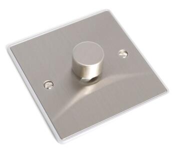Urban Edge Brushed Chrome 2 Way Dimmer Switch - 1 Gang 250W
