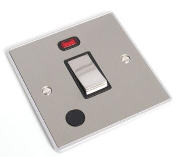Urban Edge Brushed Chrome 20A DP Switch - Brushed Chrome With Neon