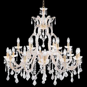 Marie Therese 18 Light Polished Brass Chandelier - Polished Brass/Crystal