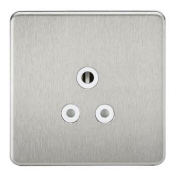 Screwless Brushed Chrome 5A Unswitched Sockets - 5A Unswitched Socket With White Insert