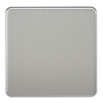 Screwless Brushed Chrome Blanking Plates - 1 Gang Blanking Plate
