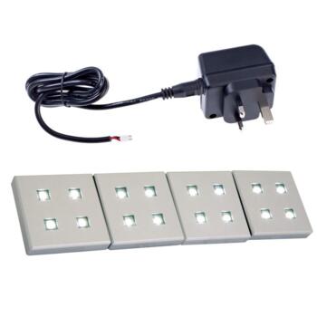 Fyra LED Satin Chrome Square Plinth Light Kit With Driver - Cool white