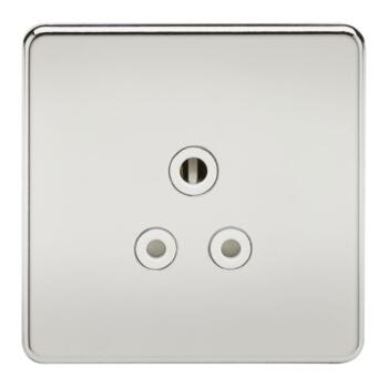 Screwless Polished Chrome 5A Unswitched Sockets - 5A Unswitched Socket With White Insert