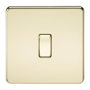 Screwless Polished Brass Light Switch - Single Intermediate