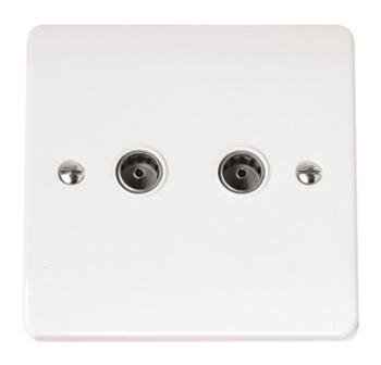 Mode Twin TV Socket Outlet - White 