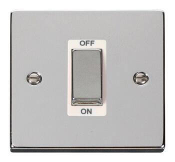 Polished Chrome 45A Cooker Isolator Switch Ingot1G - With White Interior