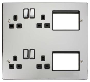New Media 2 Tier Semi-Modular Media Plate - Polished Chrome with Black Insert