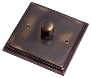 Aged Finish Dimmer Switch - Single 400W 2 Way - With Black Interior