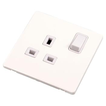 Screwless White Single Socket 13A Switched 1 Gang