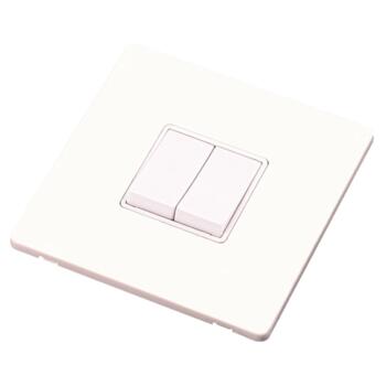 Screwless White Light Switch - Double 2 Gang 2 Way