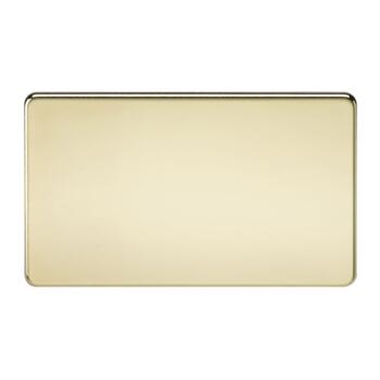 Screwless Polished Brass Blanking Plates - 2 Gang Blanking Plate